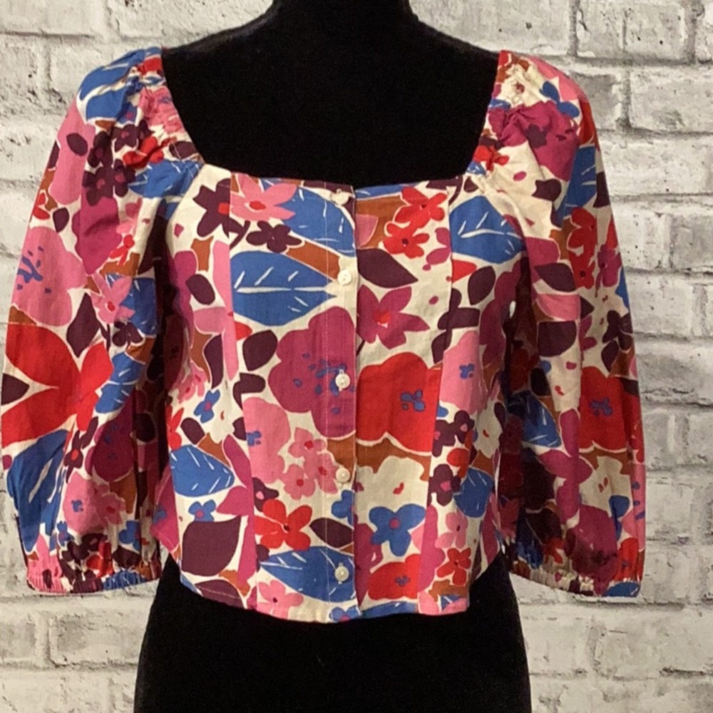 Floral crop top with 3/4 sleeve By Esprit